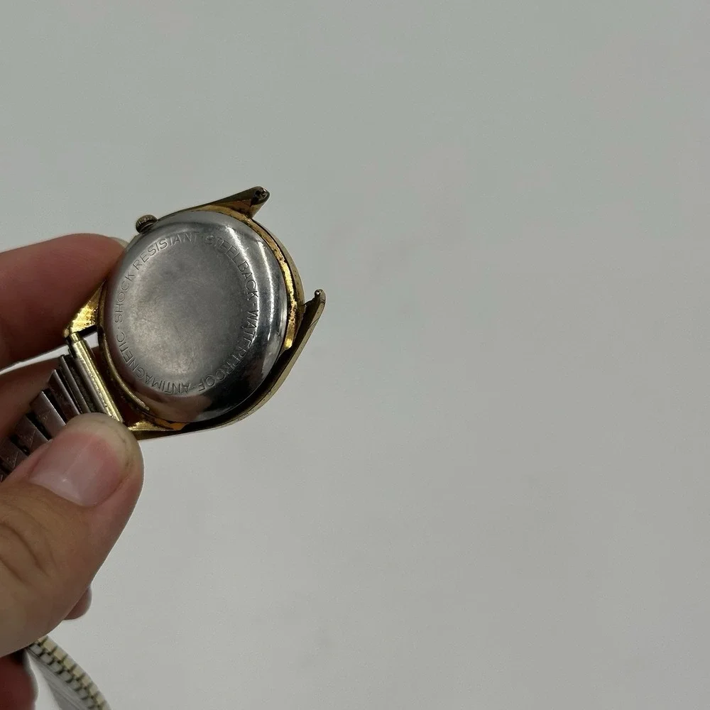 VTG 60s Helbros Self Winding Mechanical Watch DateJust For Parts Broken Gold Ton